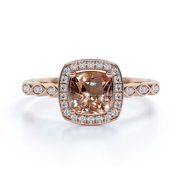1.50Ct Cushion Cut Pink Sapphire Solitaire Engagement Ring 14K Rose Gold Finish